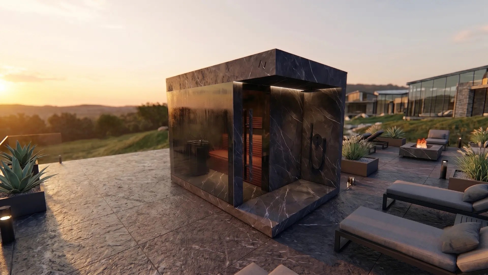 Acabado Calacatta Black al atardecer